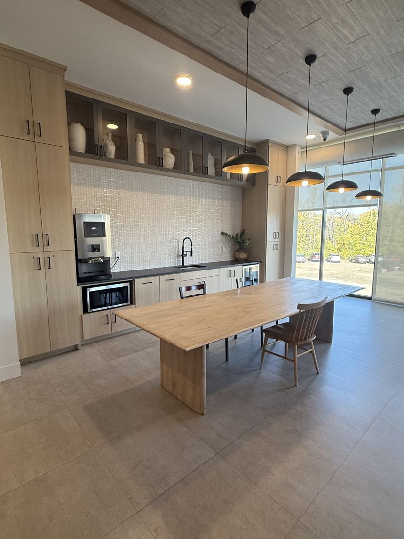 Shared kitchen with long table